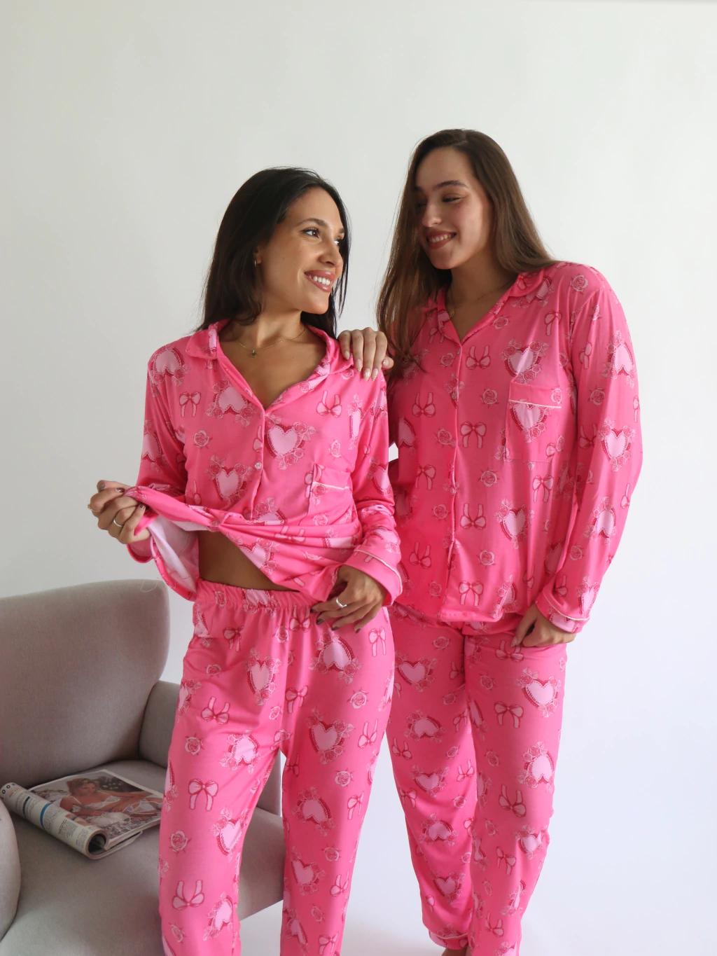 Pijama Camisero Corazones y Moños - Imagen 2
