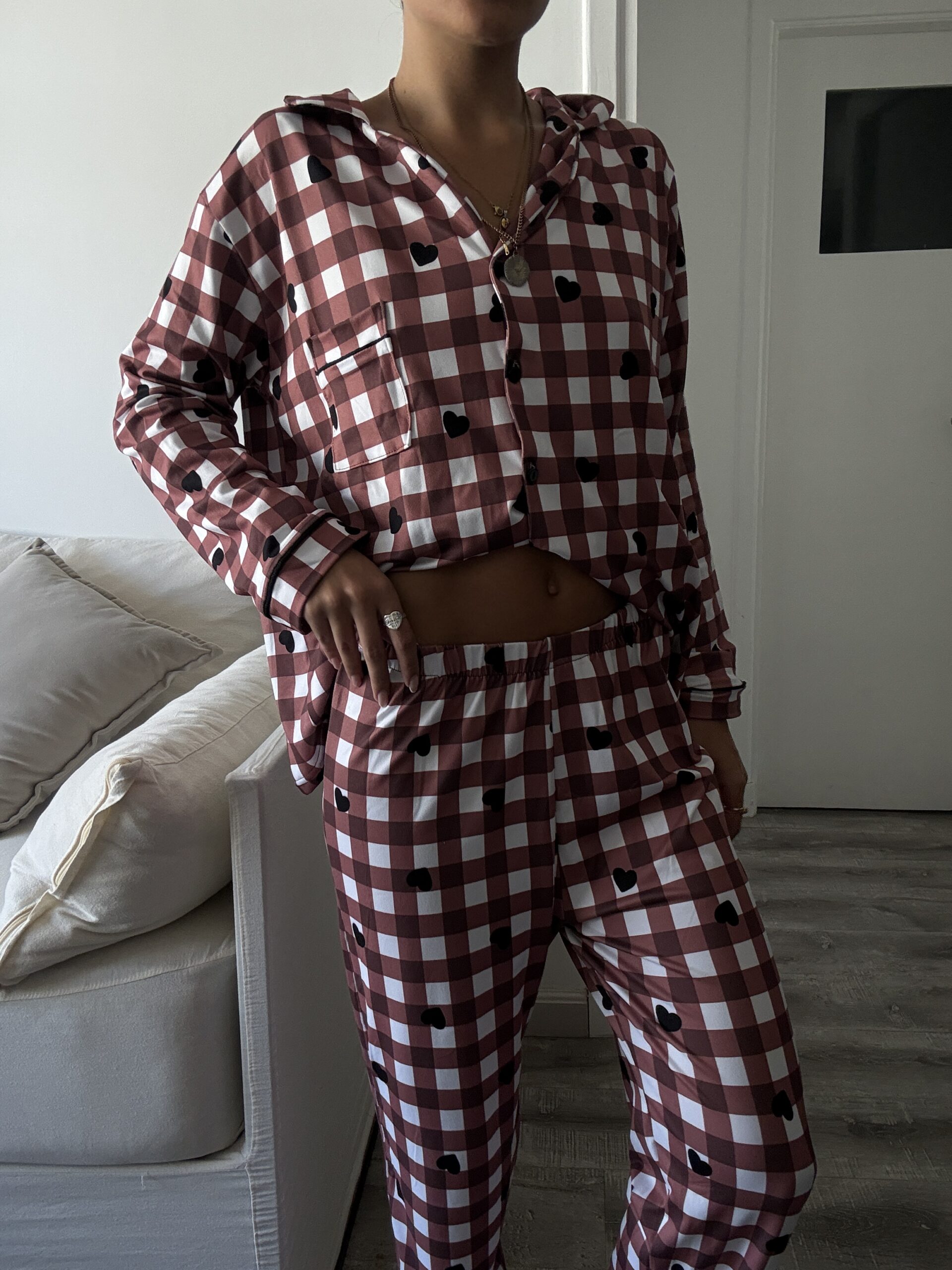 Pijama Camisero Cuadrille Corazones - Imagen 2