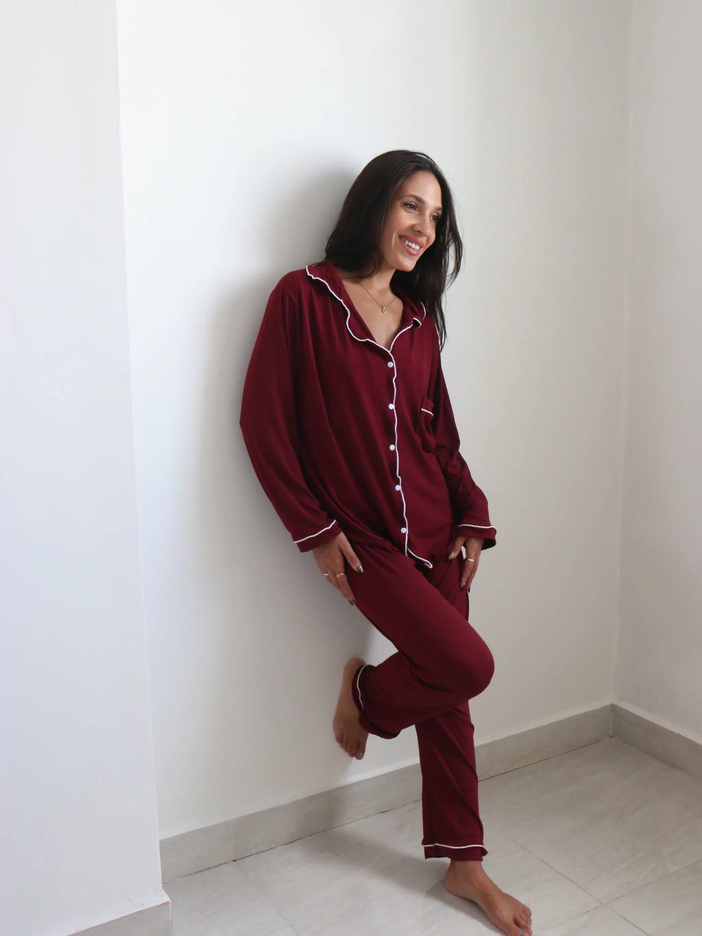 Pijama Camisero Liso - Imagen 6