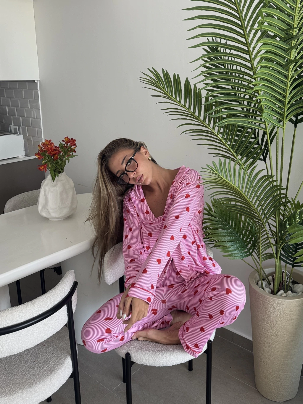 Pijama Camisero Rayas y Corazones - Imagen 4