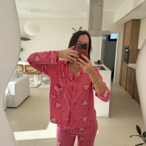 Pijama Camisero Corazones y Moños