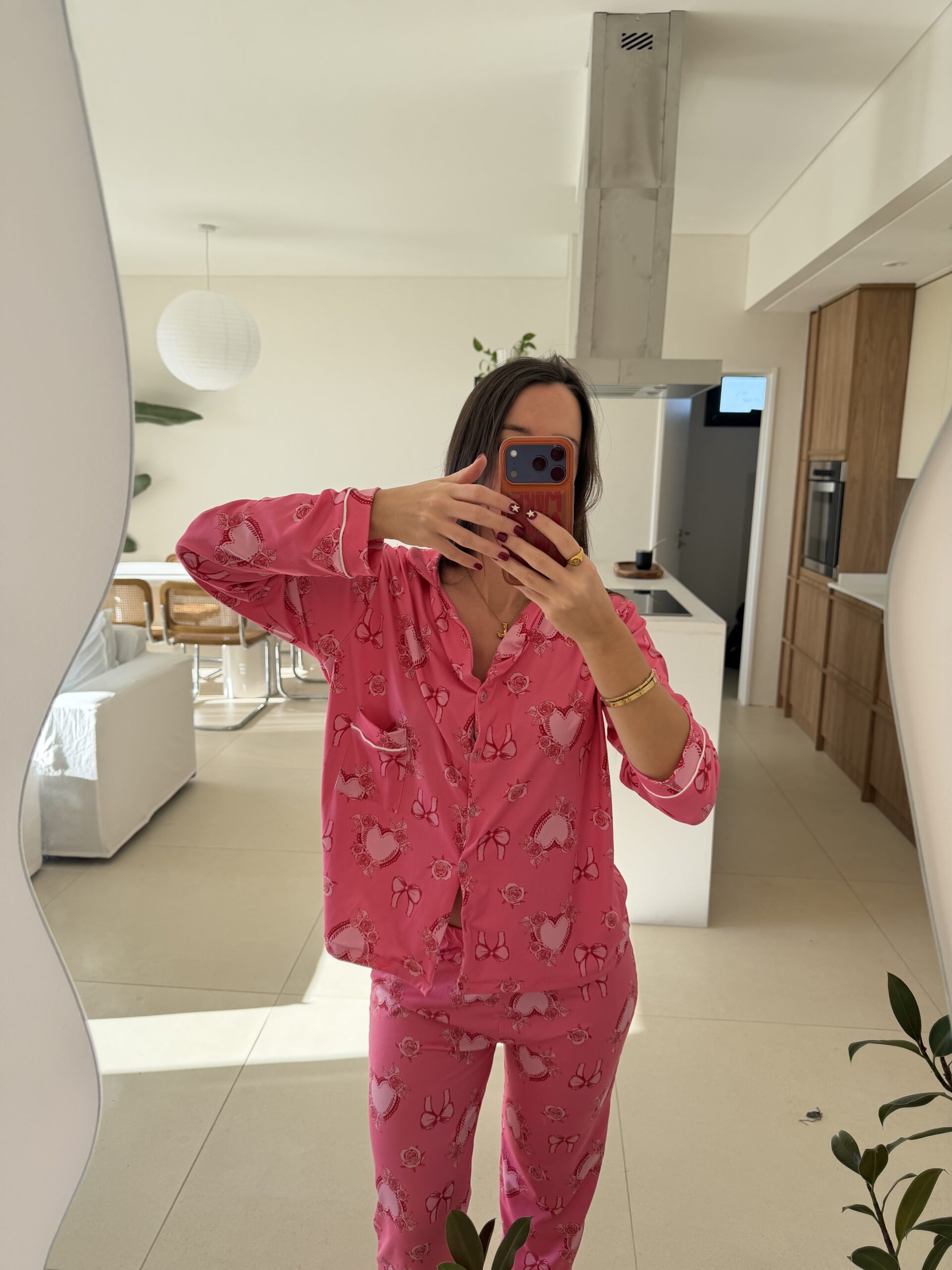 Pijama Camisero Corazones y Moños